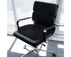 REDOM - Zitkussen - Ergonomisch en orthopedisch - Met stuituitsparing - Antislip noppenbodem - Voor bureaustoel en auto - Stof - Zwart - 44 x 39 x 13 cm