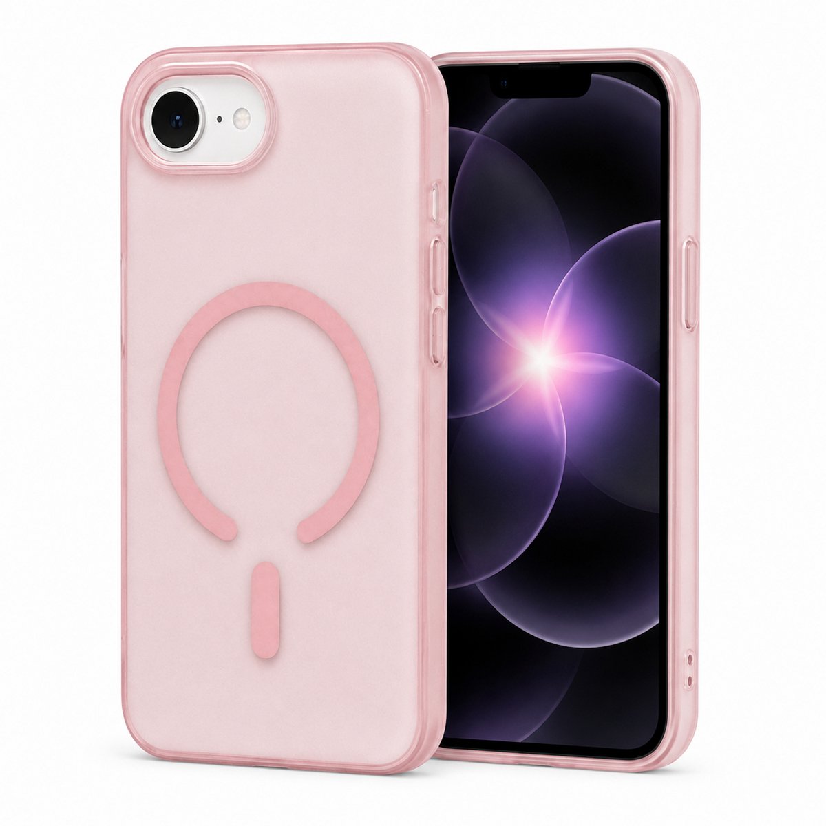 iCall MagMat Hoesje - Geschikt voor iPhone 17e / 16e - Geschikt voor Magsafe - Ultradun Mat Licht Roze