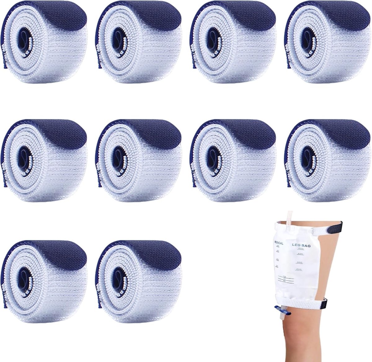 Set van 10 Beugels voor Beenzakken, Hechtingsriemen voor Katheters, Stabilisatiehulpmiddel voor Katheterbevestiging en Draagcomfort