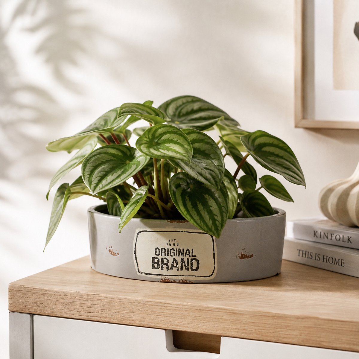 Riverdale - bloempot - vintage - grijs H10 x 27 x 8.5 cm - ovaal