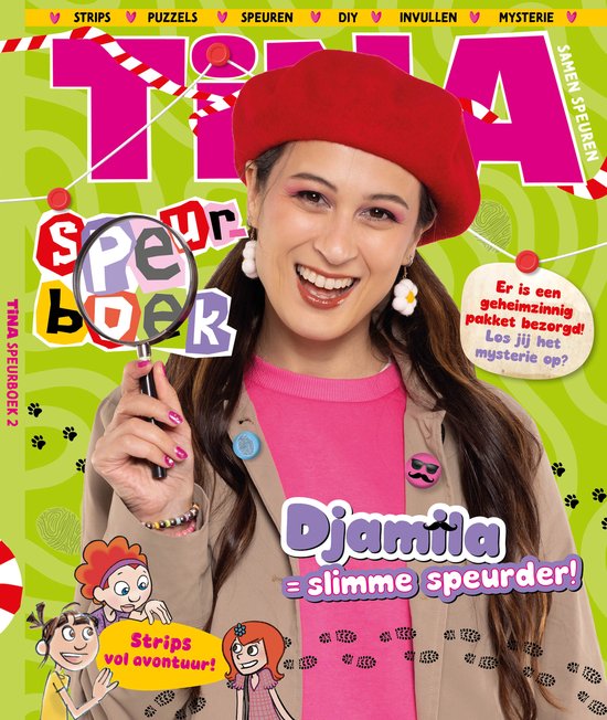 Tina Boekspecial - Speurboek 2026 - Doeboek - Meisje Djamilla - Vakantieboek - Escape Room Boek - Puzzelboek - Zomerboek - DIY - Invulboek - Invullen - Schrijven - Onderweg- Tijdschrift - Tijdschriften - Stripboeken - Stripboek - Mysterie Puzzelboek