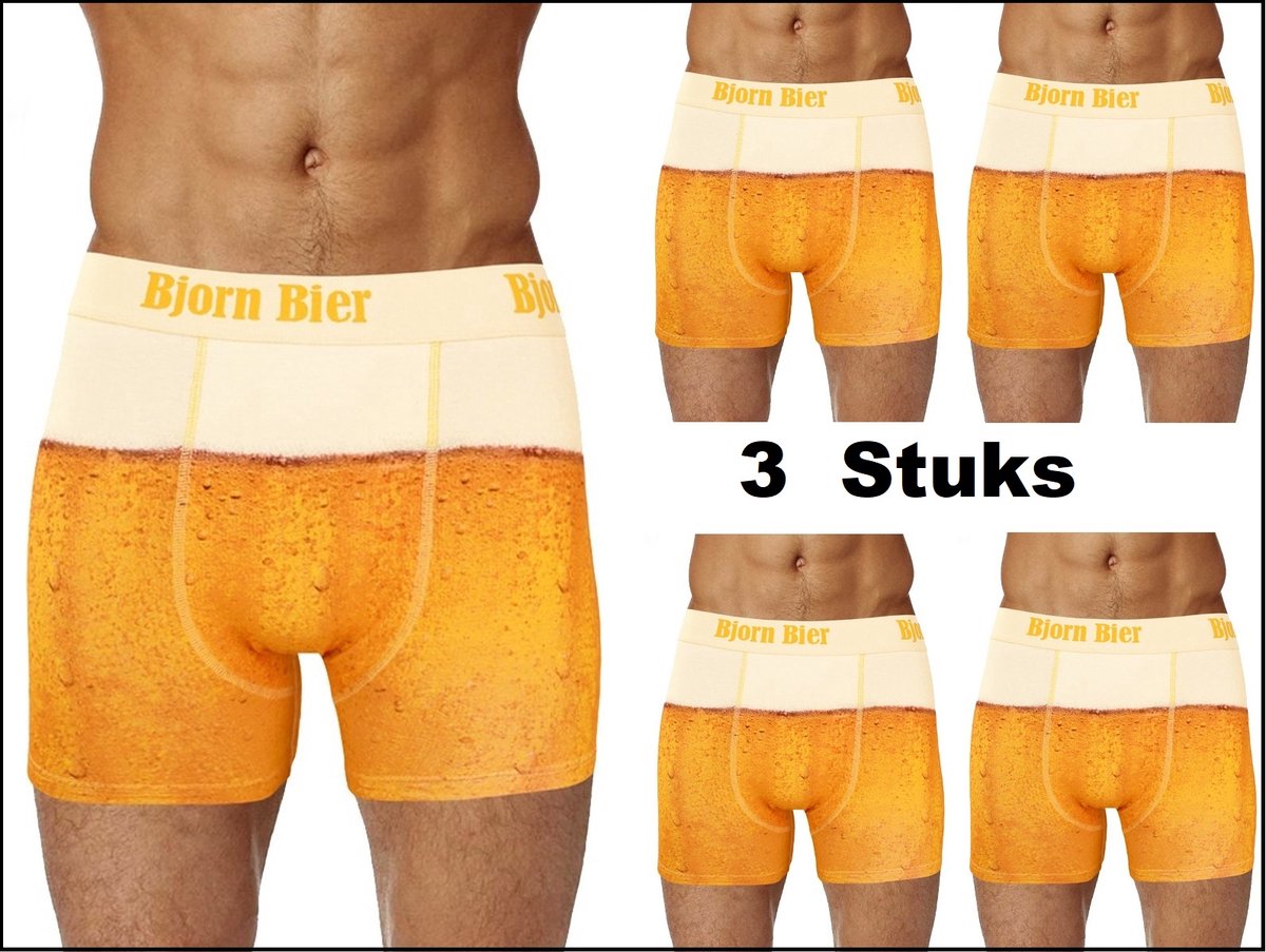 3 stuks Boxershort Bjorn bier mt.M - ondergoed boxershort thema feest festival Bjorn Bier bierfeest apres ski