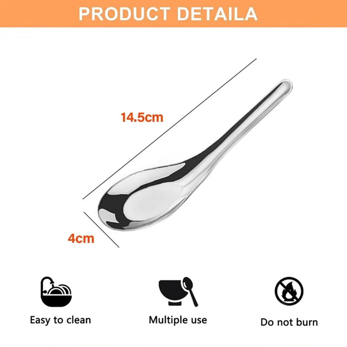 Roestvrijstalen lepels, 6-delige set, hoogglans gepolijst, Geschikt voor soepen, desserts en ontbijtgranen.
