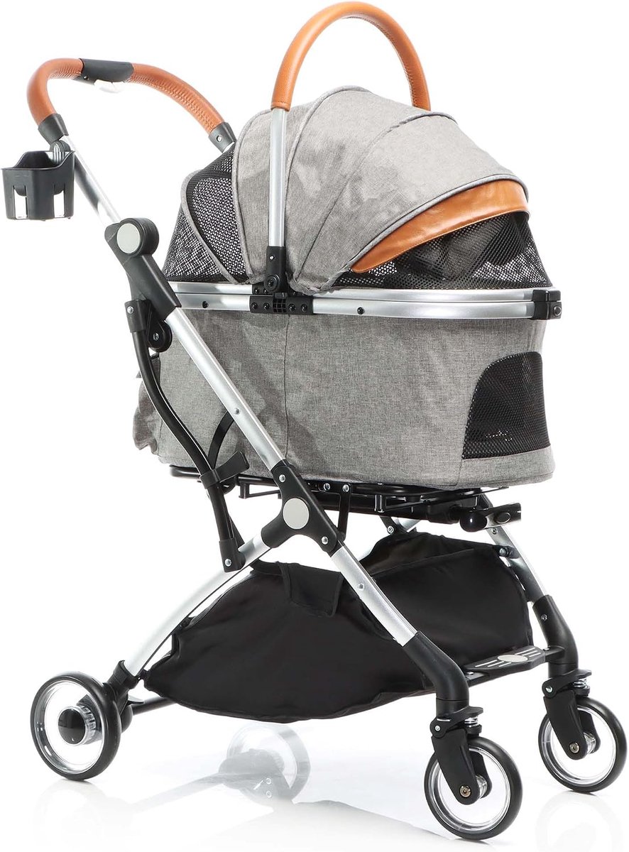 Kavo Hondenbuggy - Hondenkar - Luxe Wandelwagen voor Huisdieren - Grijs - 77cm x 48cm x 100cm