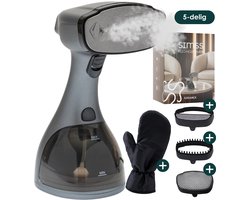 Simss® - Kledingstomer - Krachtige Handstomer voor Kleding en Meubilair - Stoomapparaat met 3 Opzetborstels - Snelle opwarmtijd - Inclusief Warmtebestendige Handschoen - 1500W - 300ml - Steamer - Elegant design - Mat - Grijs