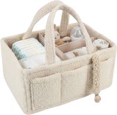 Be Sure Store® Teddy Luiertas Beige met Teddy Speenkoord - Luiertas - Kraamcadeau - Teddy Tas - Baby Organizer - Speenkoord - Teddy - Opbergmand - Verzorgingstas