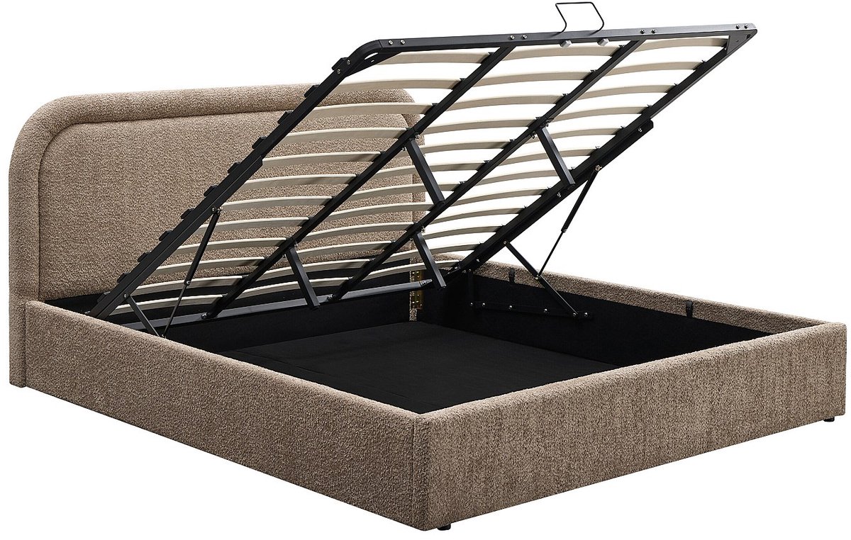 Vente-unique Bed met opbergruimte stof taupe 180 x 200 cm (Super King Size Bed)