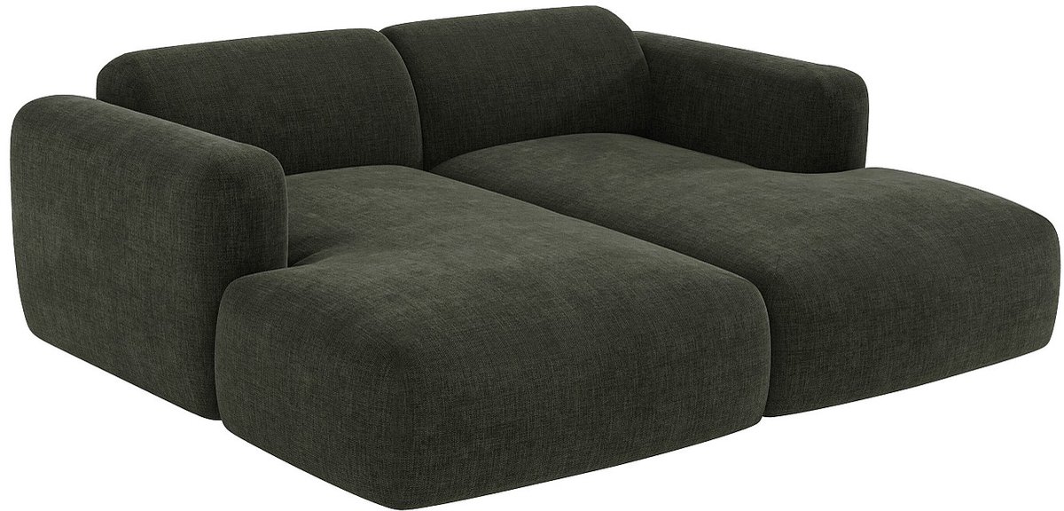 Vente-unique Modulaire tweezitsbank met diepe zitting in groene stof van Maison Céphy POGNI
