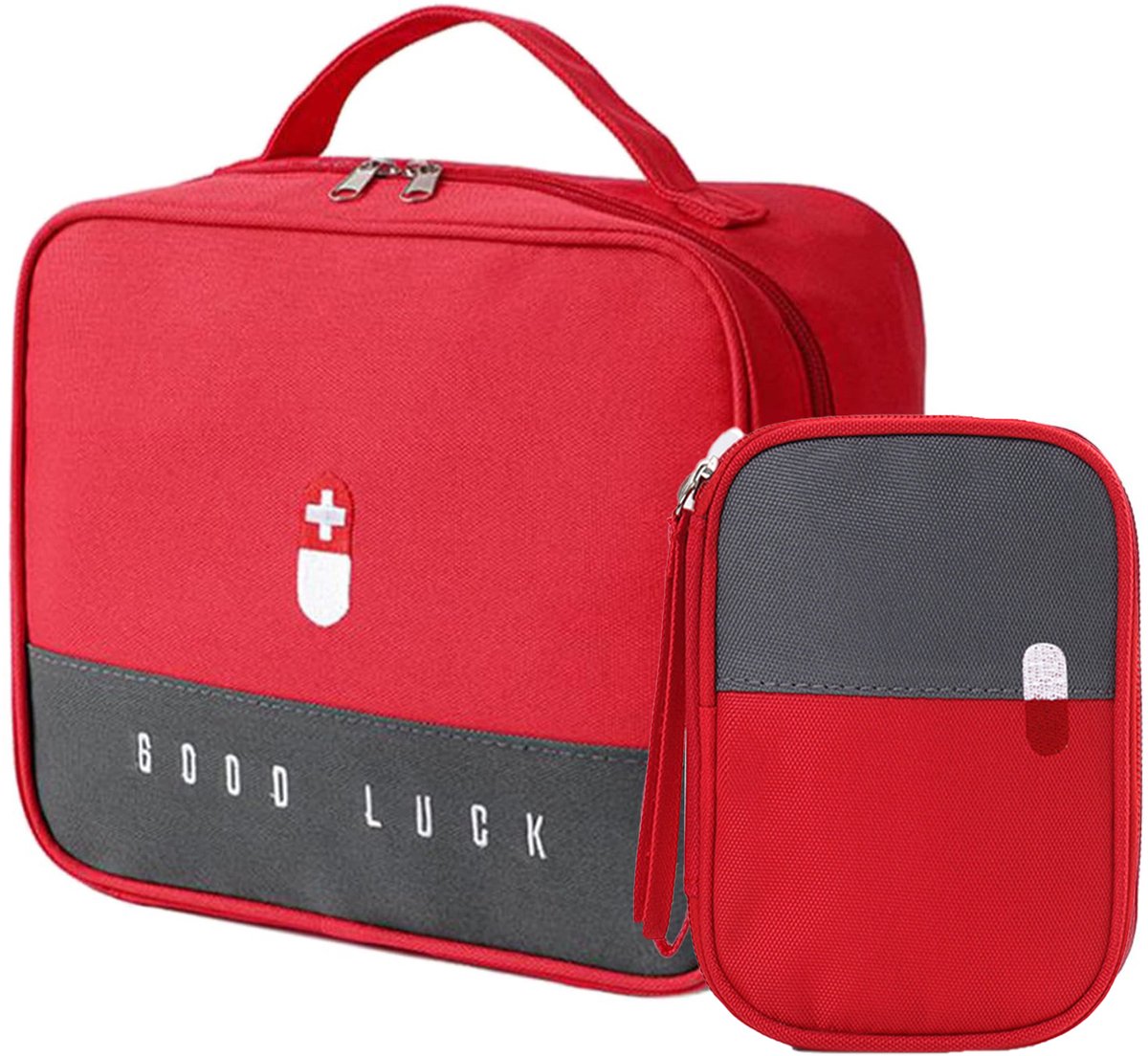 Medische Tas Set van 2 - Medicijntas Groot en Klein - Draagbare Medicijntas - Grote Capaciteit - Waterdichte Medicijn Opbergtas - Vochtbestendige Medicatie Organizer - Reisapotheek Tas voor School, Reizen, Kamperen en Wandelen - Meerdere Kleuren
