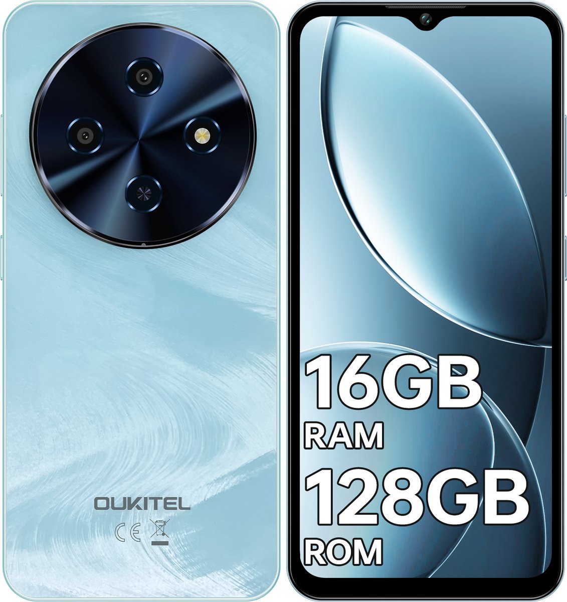 OUKITEL C5 Smartphone-16GB RAM-128GB ROM-6.52 inch HD-5000mAh-Android14-4G