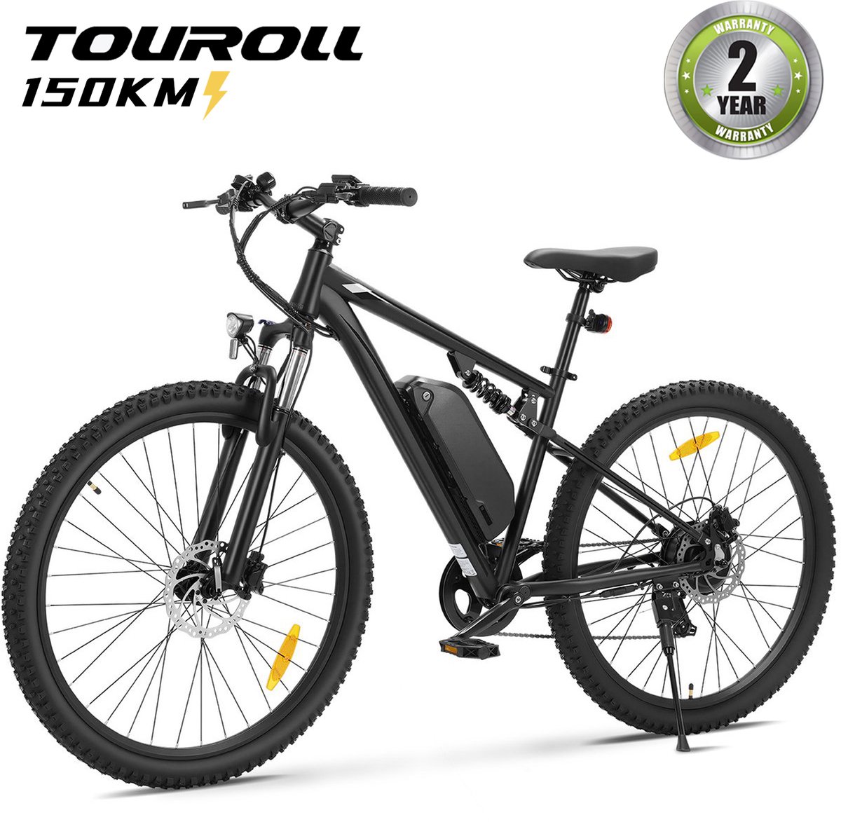 Touroll U3 Pro Elektrische Mountainbike | 48V 720Wh Accu | 150 km Actieradius | 70 Nm Motor | Volledige Vering | Hydraulische Schijfremmen | Shimano 7 Versnellingen | 29 inch E-Bike, Zwart