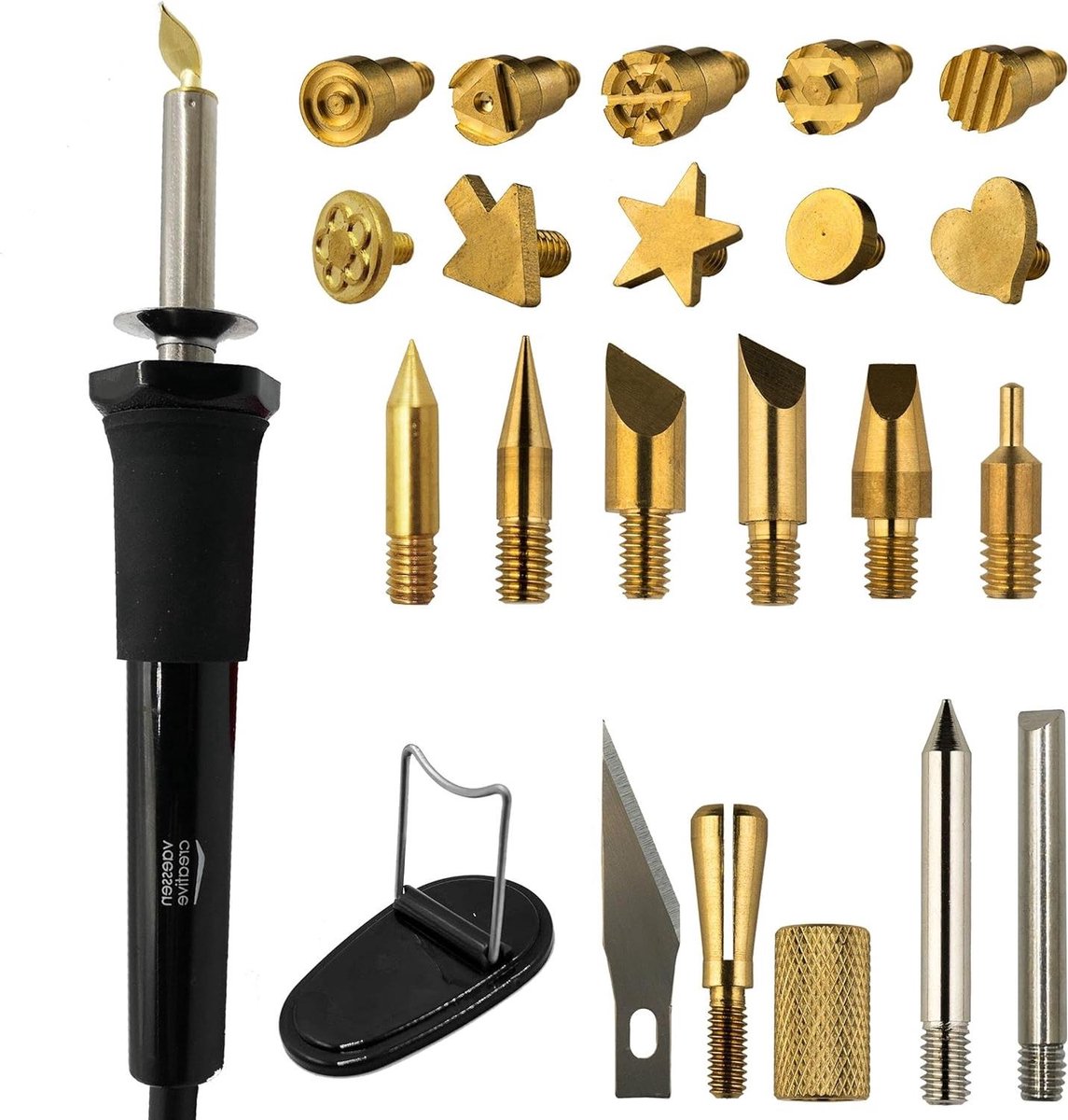 Houtbrander Set - Brandpen Accessoires - Hout Decoreren - 23 Delige Set - 25 cm - Zwart