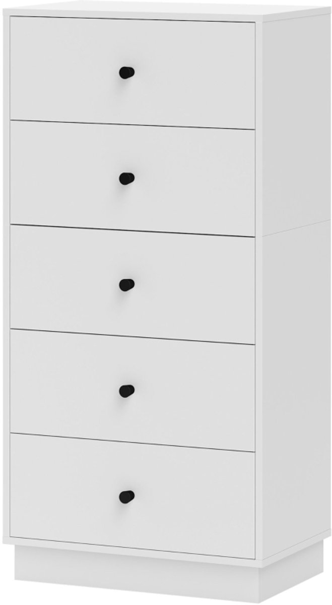 Clruro Ladekast - 47 x 29 x 95 cm - 5 Laden - Modern Design - Spaanplaat - Wit