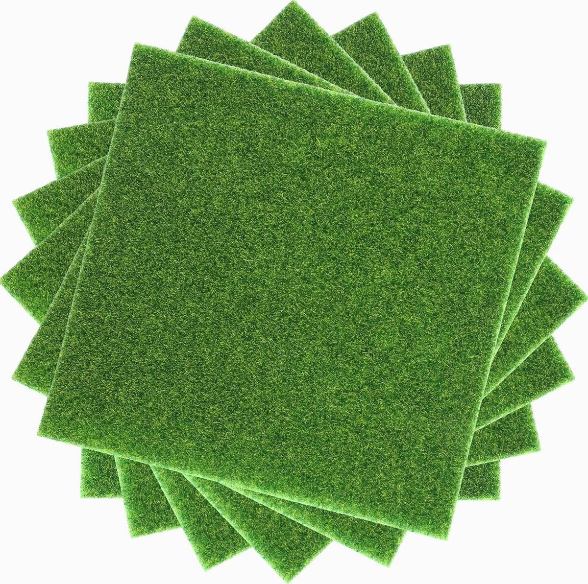 Merkloos Miniatuur Kunstgras Matten (6 stuks) - 152x152cm Decoratie