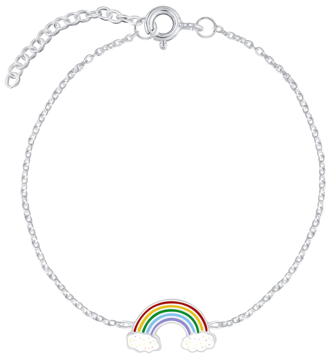 Joy|S - Zilveren regenboog armband - 14 cm + 3 cm extension - kinderarmband - sterling zilver 925