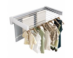 Adelair wasrek wand - Droogrek hangend - wanddroogrek inklapbaar - Uitschuifbaar - 8 stangen - 100cm breed - wit