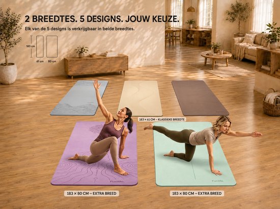 FunLife Yogamat 183 x 61 cm - 8 mm TPE Fitnessmat Antislip met Draagriem - voor Yoga, Pilates en Home Workout - Matchagroen — afbeelding 5