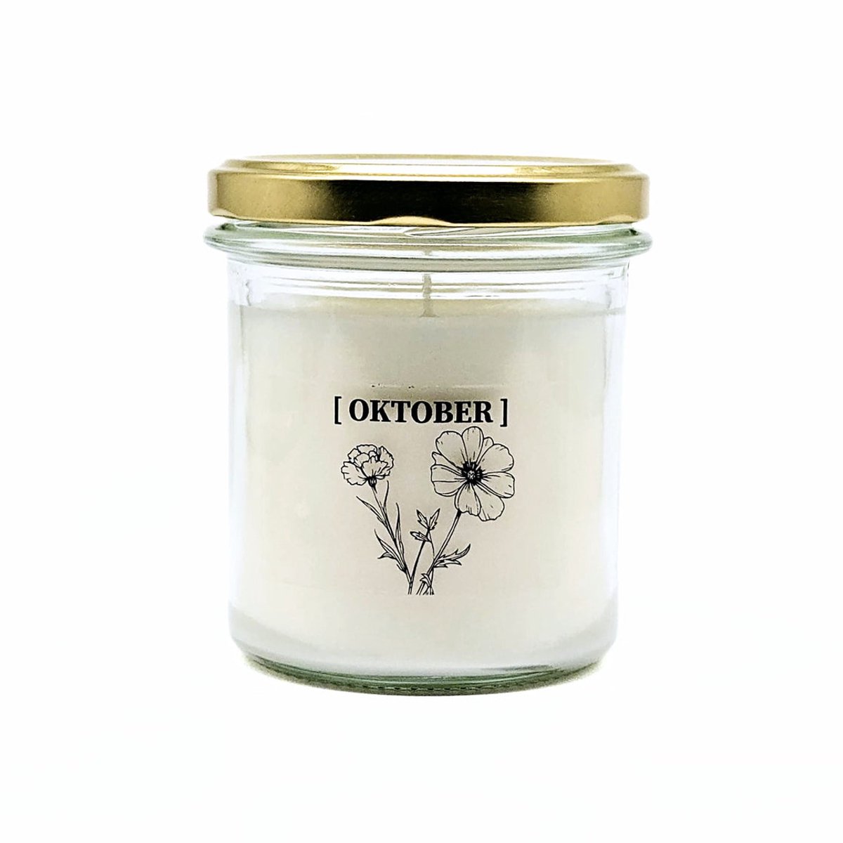 Candlelight-on - geurkaars met geboortebloem en geboortedatum - 20 oktober - o.b.v. sojawas en etherische oliën