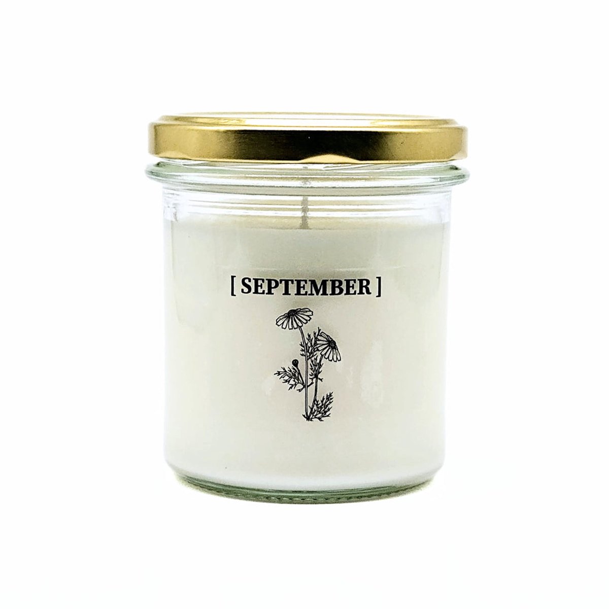 Candlelight-on - geurkaars met geboortebloem en geboortedatum - 7 september - o.b.v. sojawas en etherische oliën