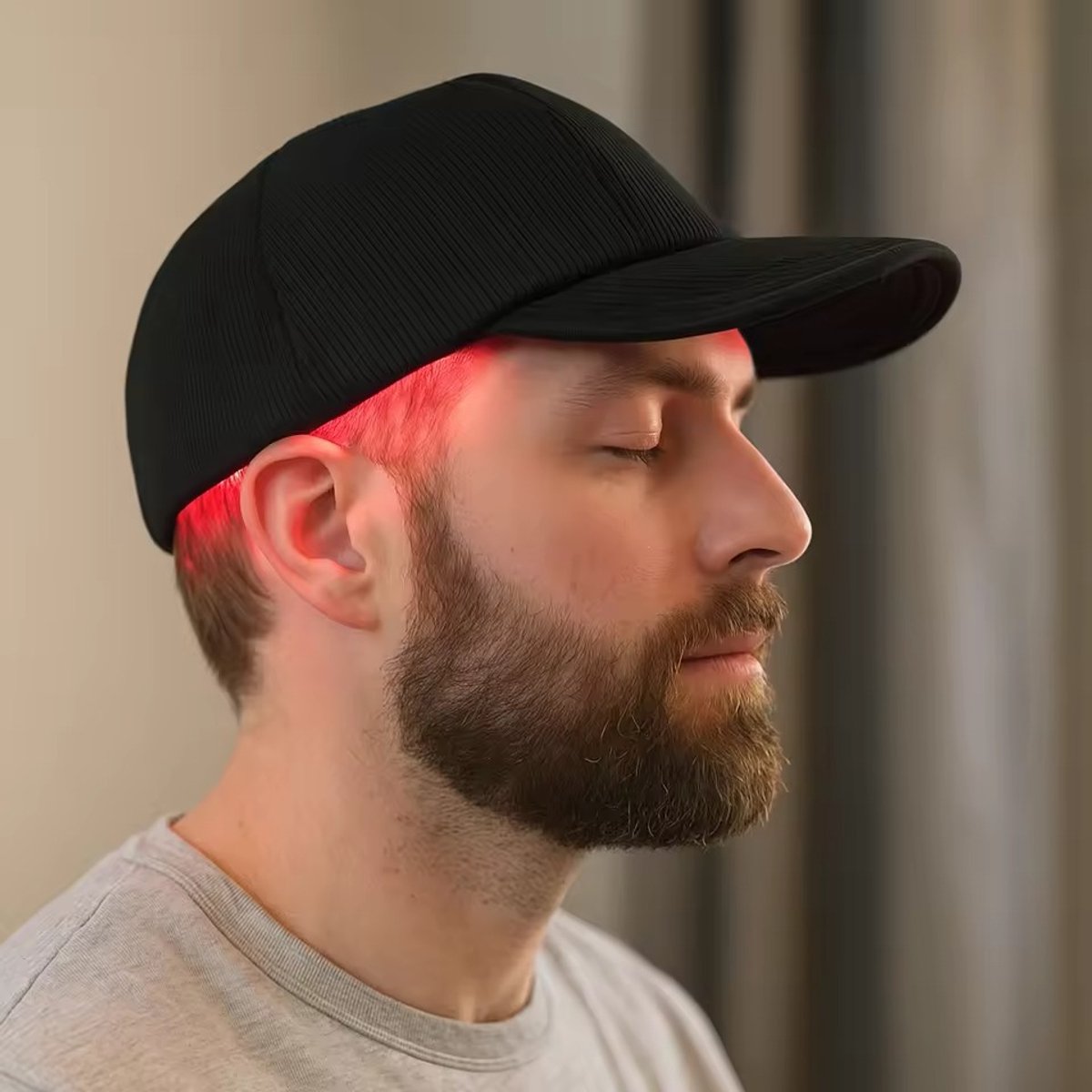 Rood Lichttherapie Cap - LED Infrarood Hoed - 660nm & 850nm Golflengte - Hoofdhuid & Haarverzorging - Draadloos & Oplaadbaar - Zwart