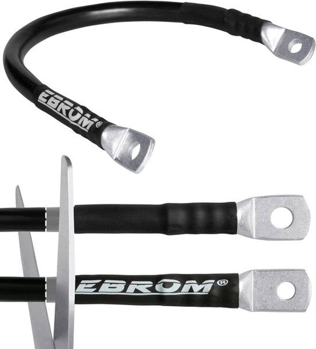Accukabel 50 mm - Autokabel Stroomkabel - Voertuig Elektronica - Kant-en-klaar Gemonteerd - Vele Lengtes - Zwart