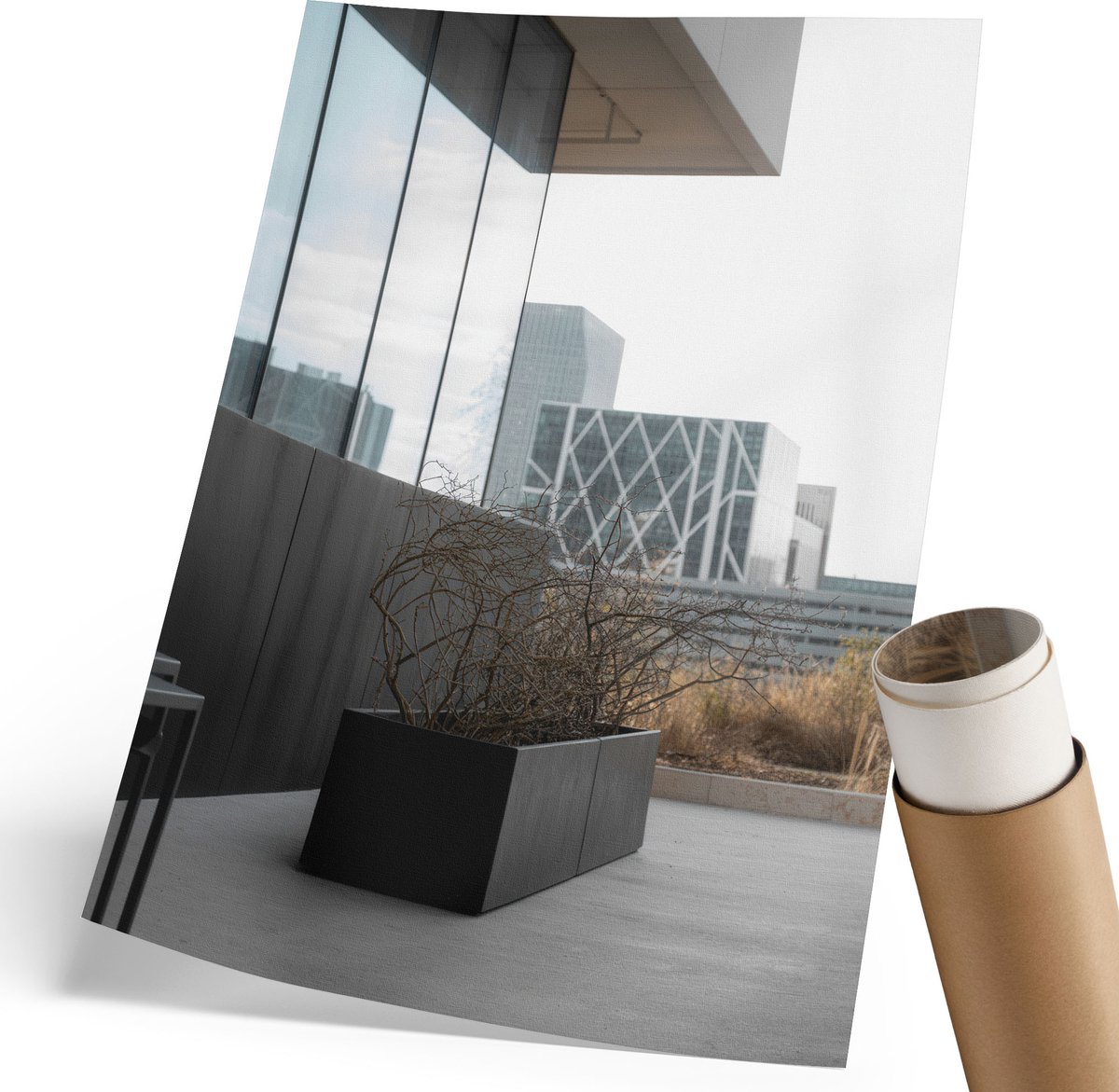 Coloray Polycanvas Wandposter - Stedelijke Elegantie, Fotografie - 210 x 297 mm - Grijs Poster - Rechthoek - Muurkunst - Woonkamer, Slaapkamer, Kantoor - Modern