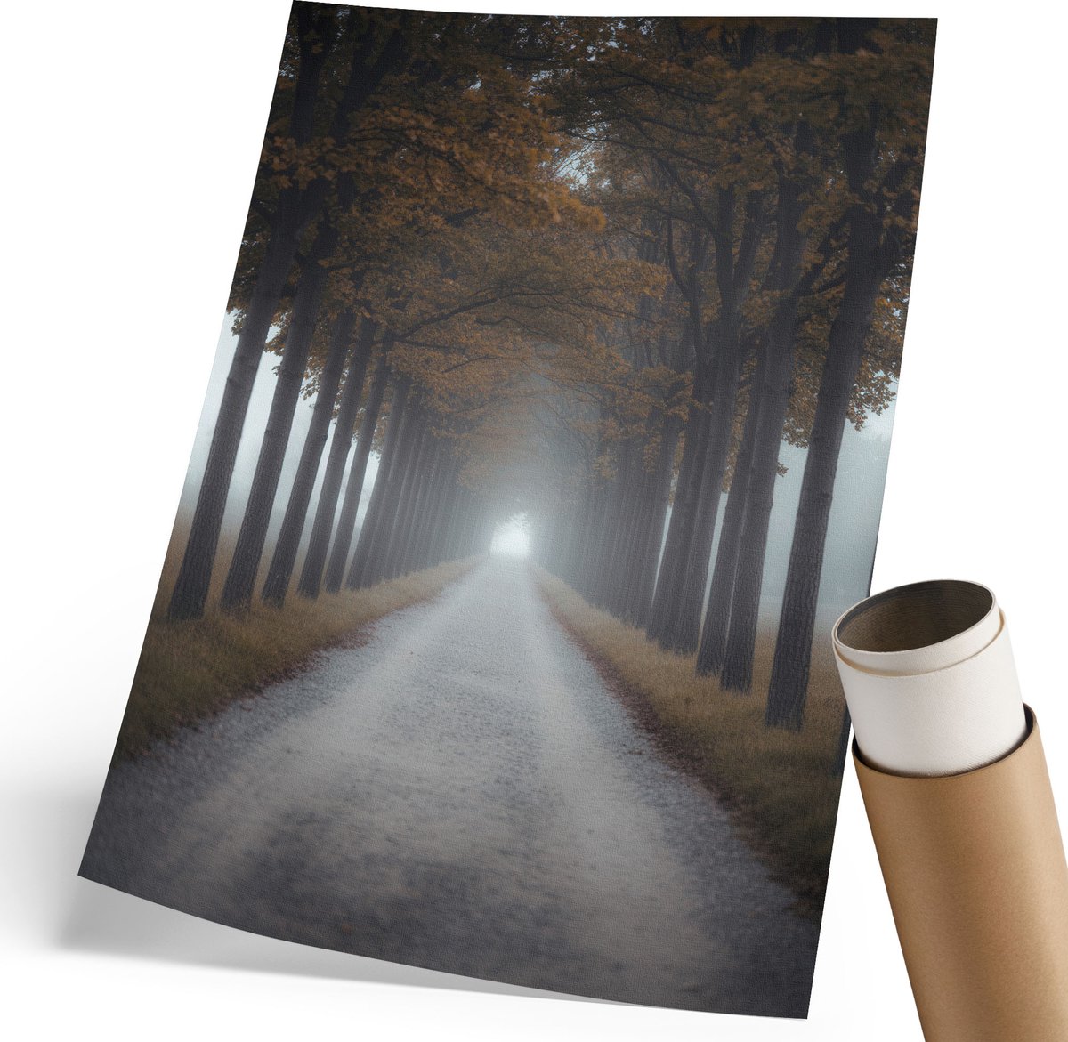 Coloray Canvas Poster Polycanvas - Mistige Steeg, Fotografie - 210 x 297 mm - Grijs Decoratie - Rechthoek - Muurdecoratie - Woonkamer, Slaapkamer, Kantoor - Klassiek