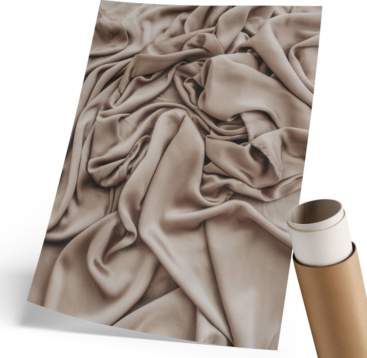 Coloray Polycanvas Wandposter - Fluweelplooien, Schilderen - 210 x 297 mm - Beige Wanddecoratie - Rechthoek - Interieurdecoratie - Woonkamer, Slaapkamer, Kantoor - Klassiek