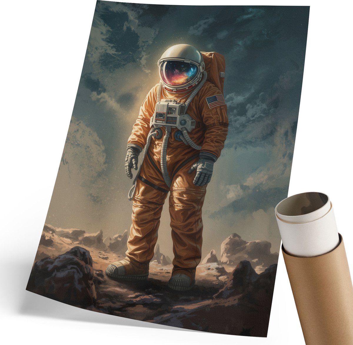 Coloray Polycanvas Wandposter - Ruimtereis, Fotografie - 210 x 297 mm - Oranje Illustratie - Rechthoek - Canvasposter - Woonkamer, Slaapkamer, Kantoor - Modern