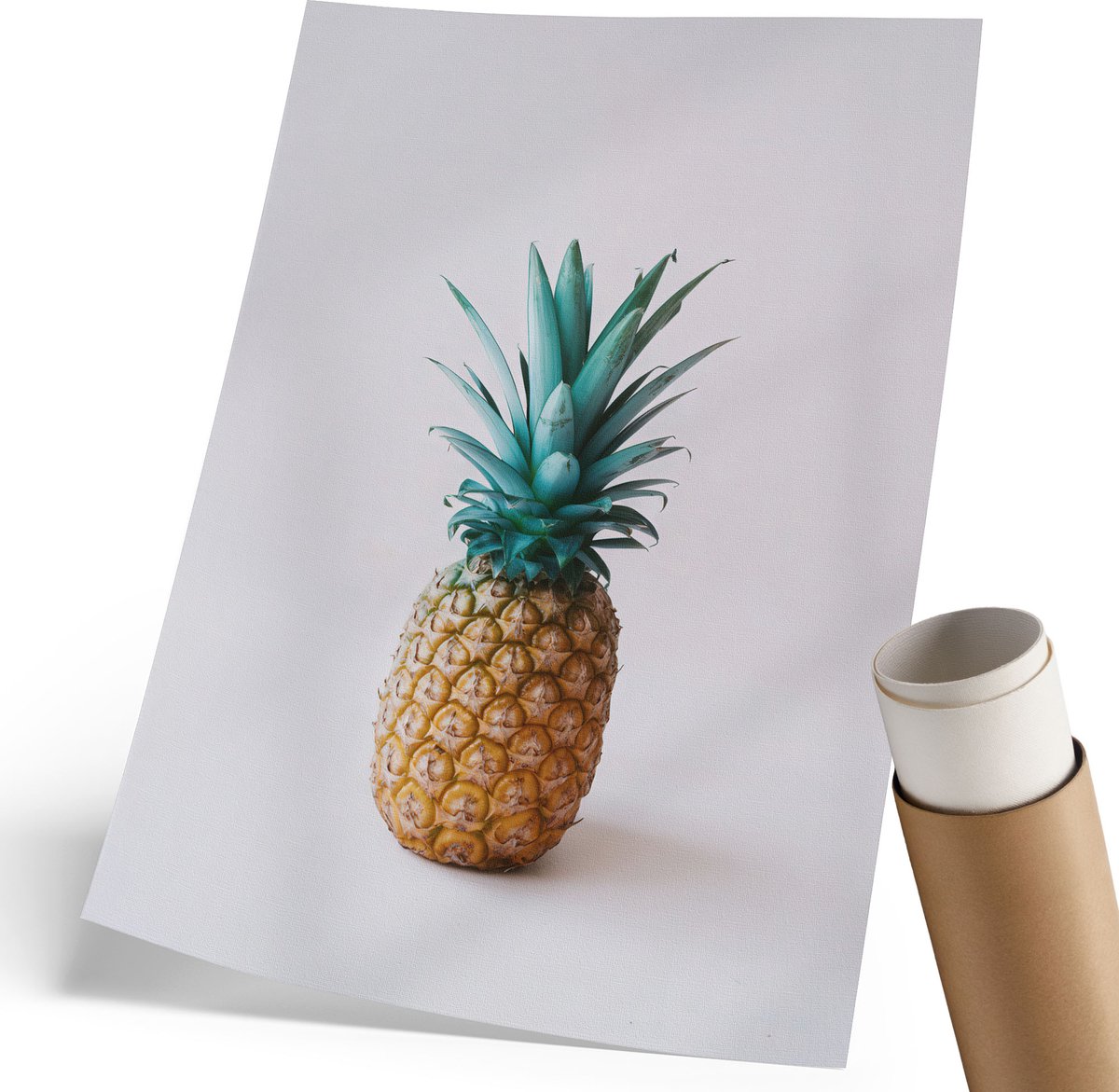 Coloray Polycanvas Wandposter - Tropische Ananas, Fotografie - 210 x 297 mm - Turkoois Motief - Rechthoek - Muurkunst - Woonkamer, Slaapkamer, Kantoor - Modern