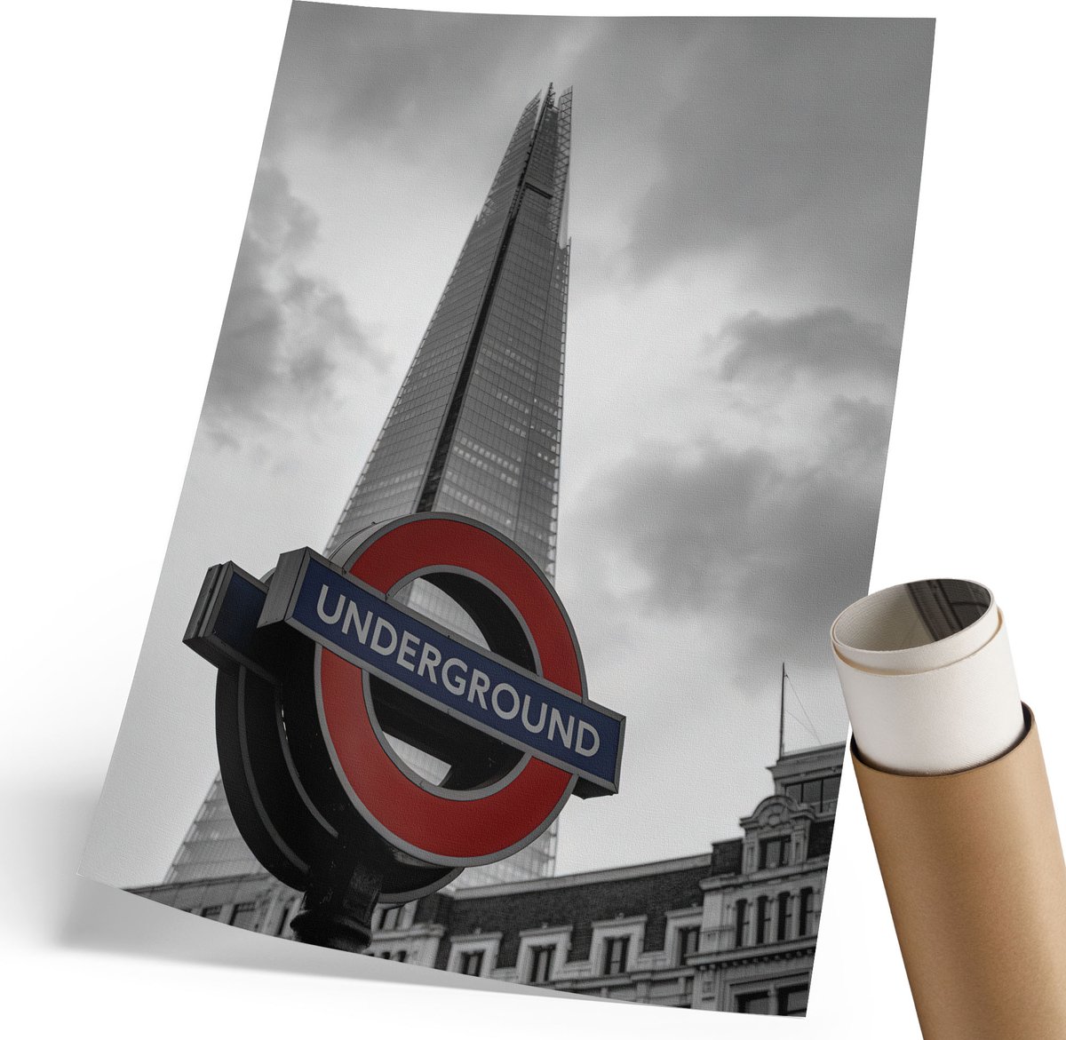 Coloray Polycanvas Poster - Londense Metro, Fotografie - 210 x 297 mm - Grijs Illustratie - Rechthoek - Muurdecoratie - Woonkamer, Slaapkamer, Kantoor - Modern