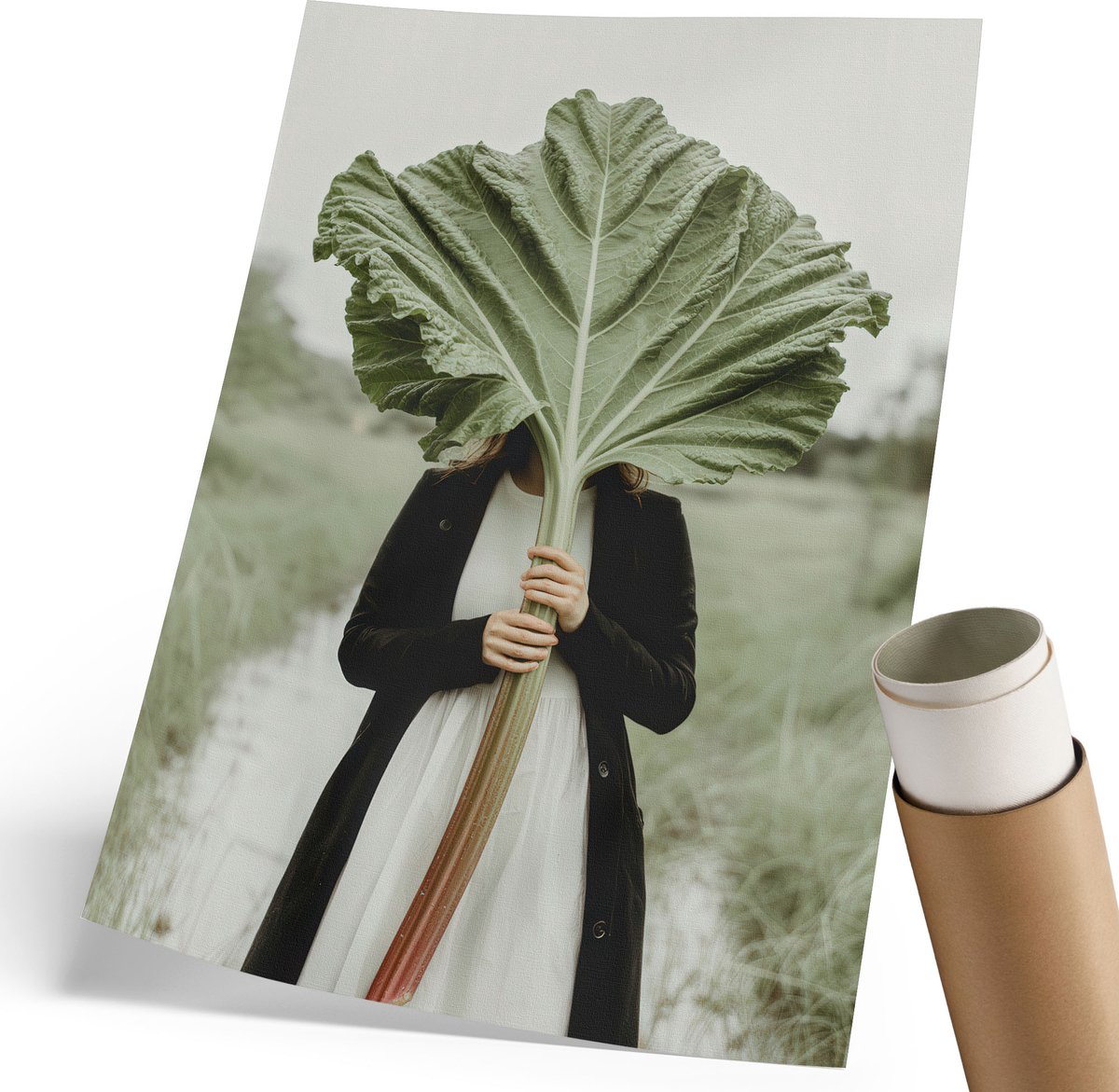 Coloray Polycanvas Poster - Rabarbergeheim, Fotografie - 210 x 297 mm - Groen Illustratie - Rechthoek - Wandkunst - Woonkamer, Slaapkamer, Kantoor - Expressief