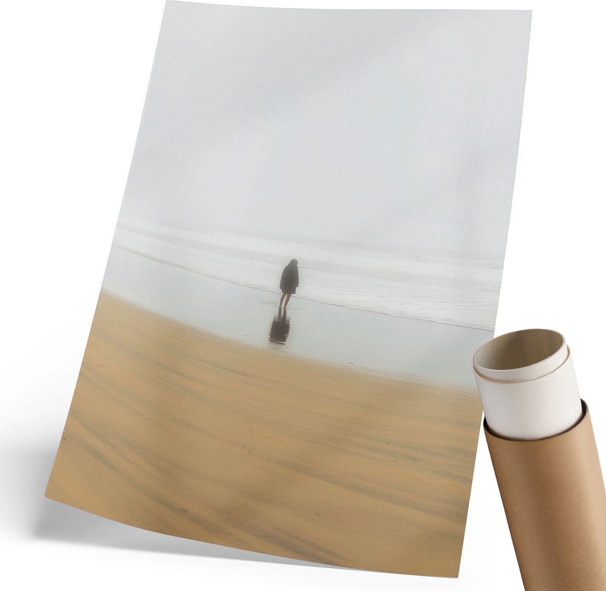 Coloray Canvas Poster Polycanvas - Eenzaamheid Op Het Strand, Fotografie - 210 x 297 mm - Wit Patroon - Rechthoek - Muurdecoratie - Woonkamer, Slaapkamer, Kantoor - Klassiek