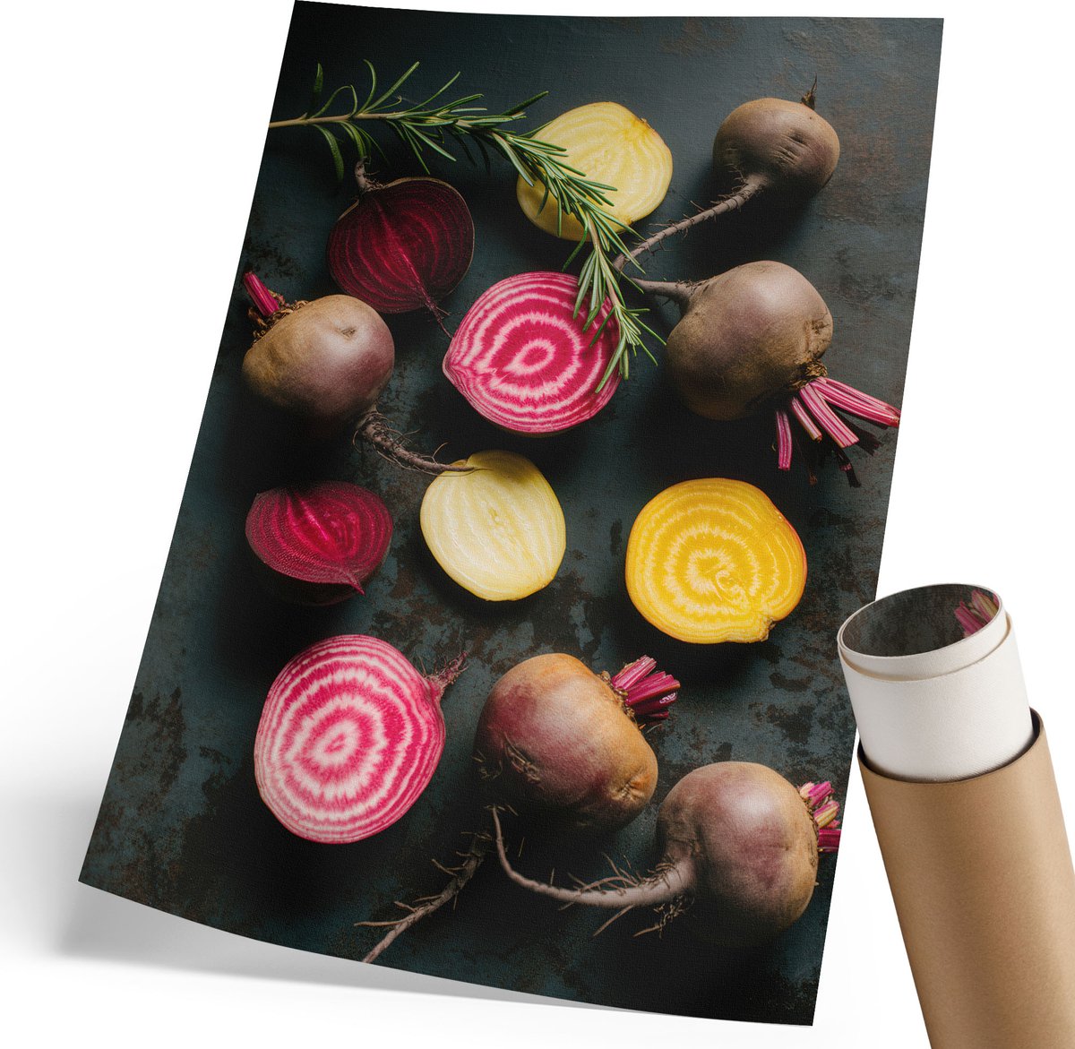 Coloray Polycanvas Poster - Kleurrijke Groenten, Fotografie - 210 x 297 mm - Bruin Illustratie - Rechthoek - Wandkunst - Woonkamer, Slaapkamer, Kantoor - Klassiek