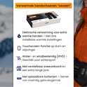 Zwarte, waterdichte en winddichte verwarmde handschoenen met touchscreen-functie, verstelbaar en met oplaadbare batterijen.