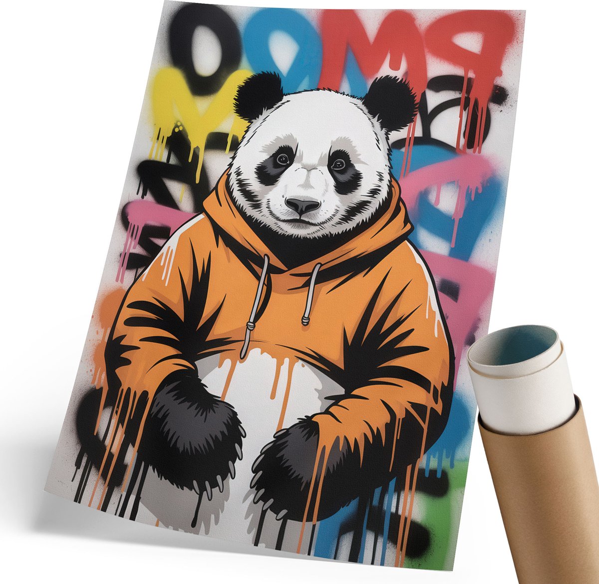 Wallfluent Polycanvas Poster - Koffie Inschenken, Illustratie - 297 x 420 mm - Roze Design - Rechthoek - Wandkunst - Woonkamer, Slaapkamer, Kantoor - Expressief