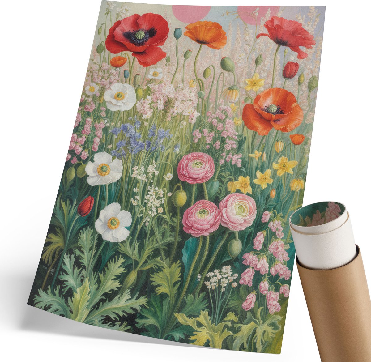 Coloray Polycanvas Wandposter - Mistig Landschap, Grijs - 420 x 594 mm - Zwart-wit Patroon - Rechthoek - Wandkunstwerk - Kantoor - Klassiek