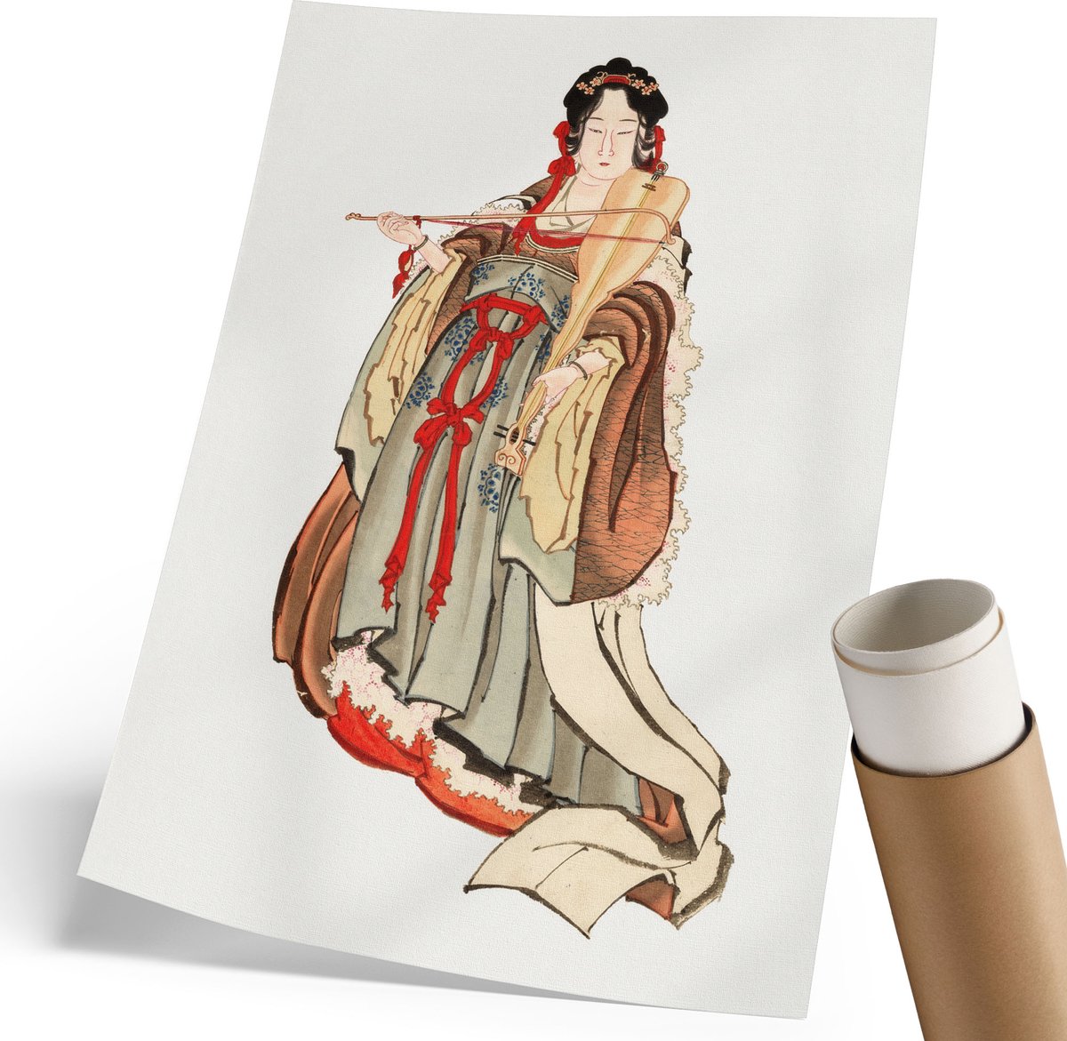 Coloray Polycanvas Wandposter - Benten, Schilderen - 210 x 297 mm - Wit Motief - Rechthoek - Canvasposter - Woonkamer, Slaapkamer, Kantoor - Klassiek