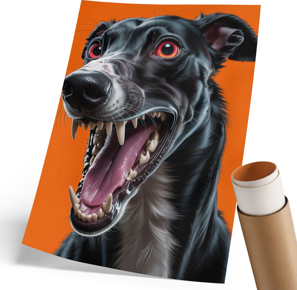 Coloray Polycanvas Poster - Zwarte Hond, Fotografie - 210 x 297 mm - Zwart Illustratie - Rechthoek - Kunstposter - Woonkamer, Slaapkamer, Kantoor - Expressief