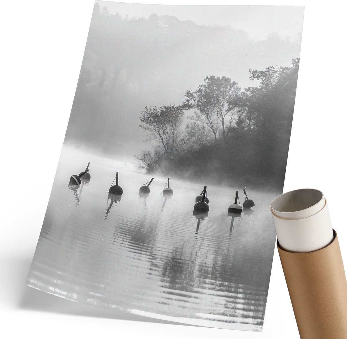 Coloray Polycanvas Wandposter - Grote Cascade, Zwart - 210 x 297 mm - Zwart-wit Decoratie - Rechthoek - Interieurdecoratie - Kantoor - Klassiek