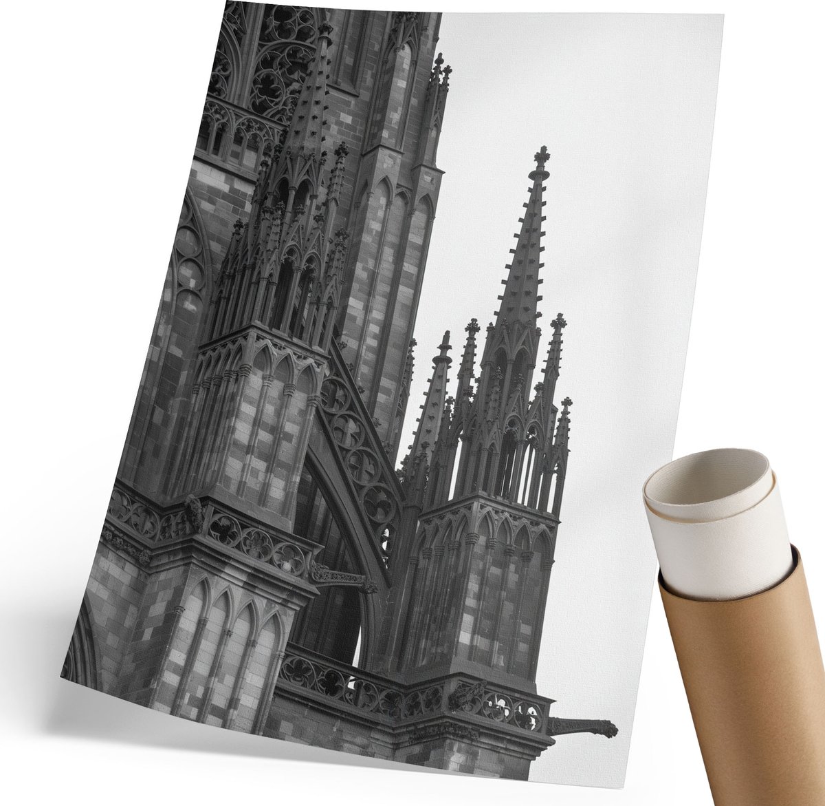 Coloray Polycanvas Poster - Winterlandschap, Blauw - 210 x 297 mm - Zwart-wit Wandposter - Rechthoek - Muurdecoratie - Woonkamer - Klassiek