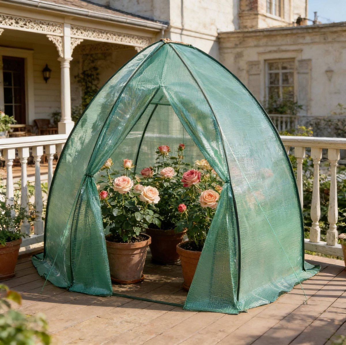 Wishdor Teepee kweekkas - Groen - Met ritsdeur en insectengaas - Conische structuur voor licht en ventilatie - Tuin en kweek - Polyetheen staal - 240 x 200 x 240 cm