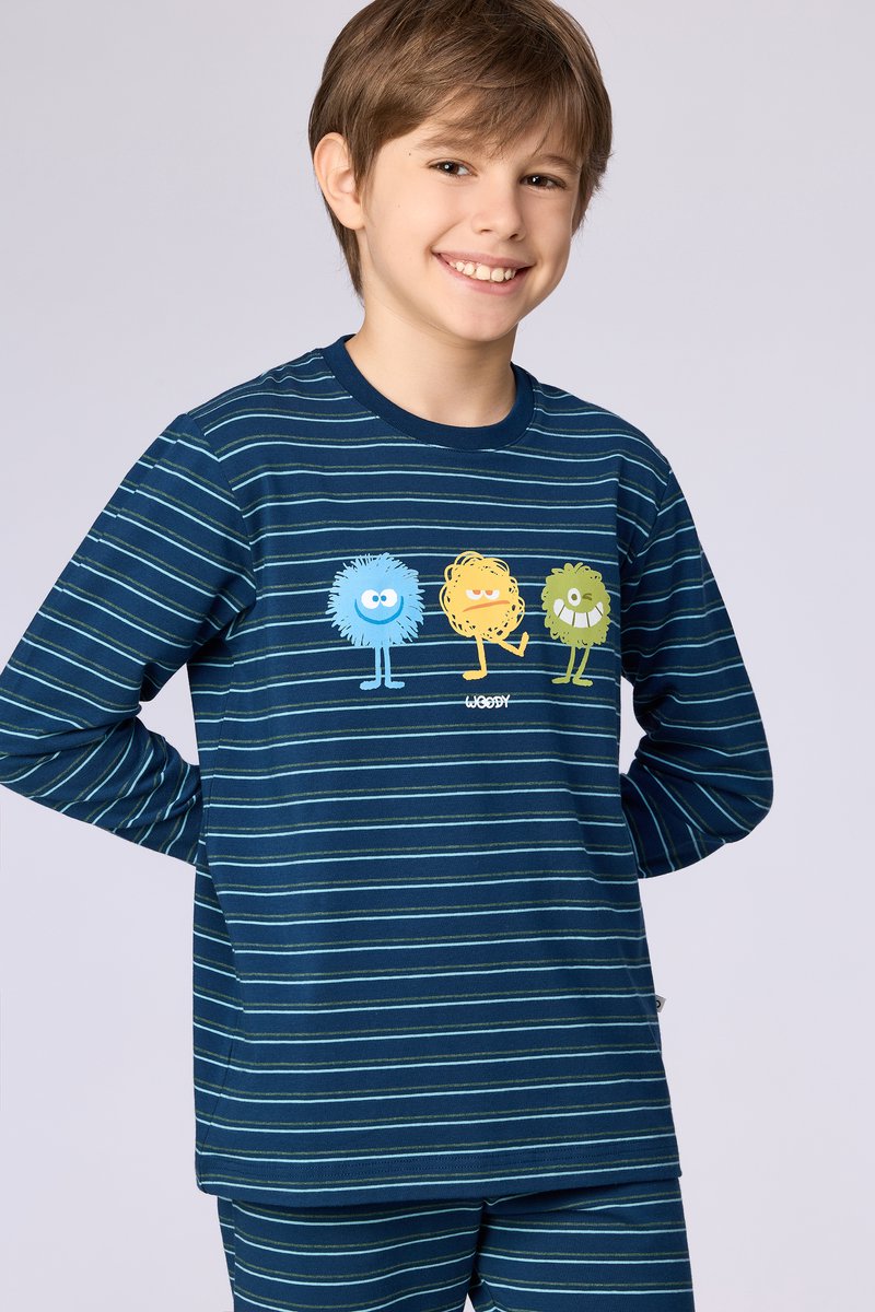 Woody pyjama jongens - streep - donkerblauw - 262-10-PLC-Z/909 - maat 98
