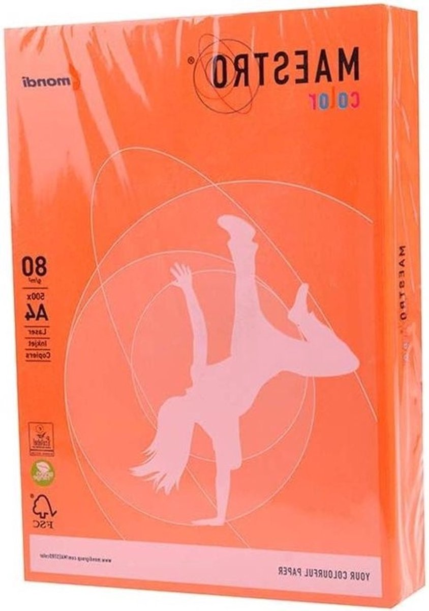 Gekleurd Papierrol - Kleurpapier A4 - Documenten Markeren - Gelijkmatige Kwaliteit - A4 500 Vel - Oranje