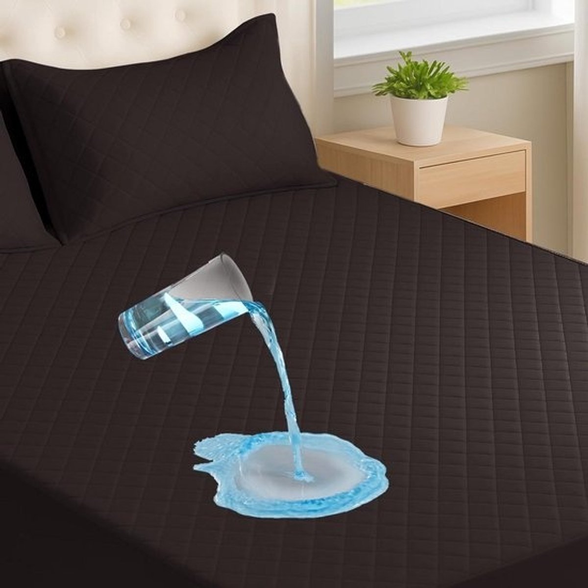 Waterproof Matrasbeschermer - Matrasbeschermer Anti Allergy - Bescherming Matras - Ademend en Anti-Mijt - 160x190 cm - Donker Koffie