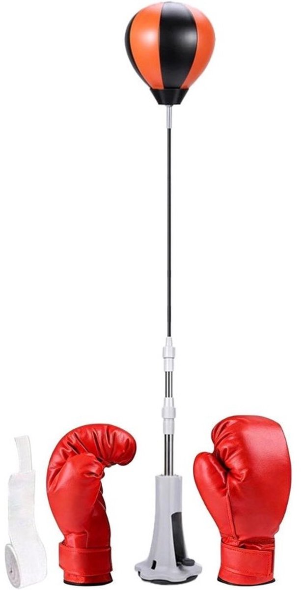 Staande Bokszak - Stoottrainingsapparaat Bokszak - Stressverlichting Fitness - Zuignap Basis Stabiliteit - 100-150 cm - Zwart