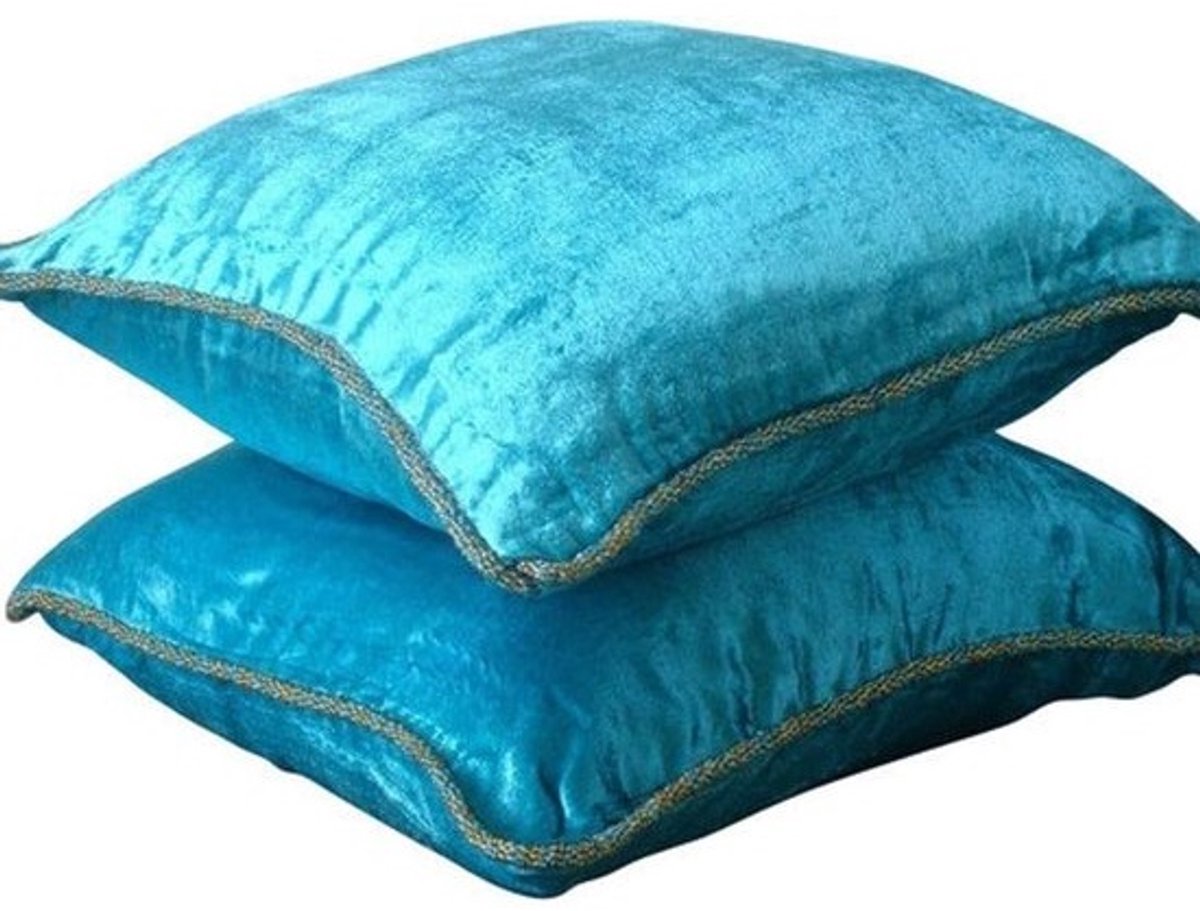 Kussenslopen Set - Sierkussens Hoezen - Woonkamer Decoratie - 100% Handgemaakt - 40x40 cm - Turquoise Blauw