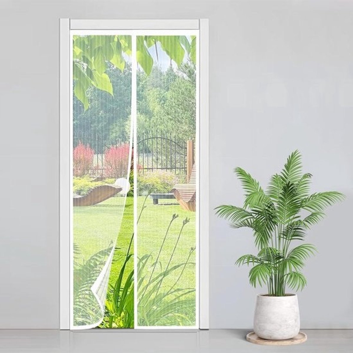 Magnetisch Vliegengordijn - Hordeur Gaas - Insecten Buiten Houden - Automatisch Sluitend - 90x175 cm - Wit