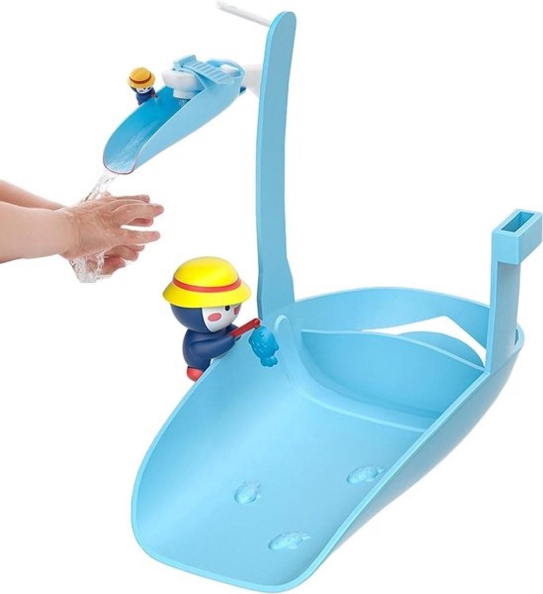Kraanverlenger voor Kinderen - Tuitopzetstuk Badkraan - Handen Wassen - Voorkomt Waterspatten - 16 cm - Blauw