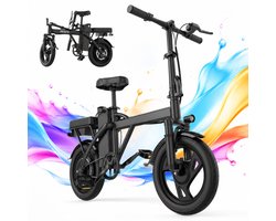 14" Opvouwbare Mini Elektrische Fiets voor volwassenen, 500W, 48V 5.2Ah accu, compacte pendelfiets met schokdemper en verlichting